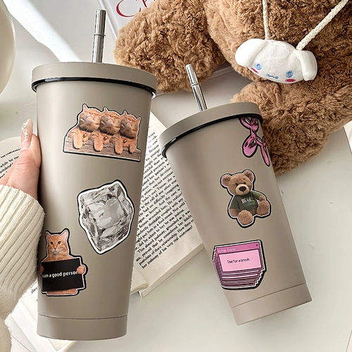 Двухэтажная трубочка из нержавеющей стали, вместительный и большой удерживающий тепло стакан подходит для мужчин и женщин для домашнего использования