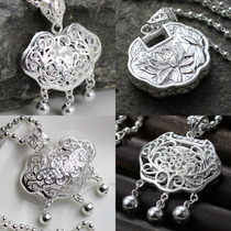 Silver necklace women long life lock sterling silver necklace adult adult Open silver lock pendant literary style women