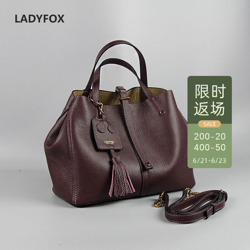 LADYFOX new genuine leather girl bag Bull Leather Bag Single Shoulder Inclined Cross Handbag special bag Jane about big bag shopping bag