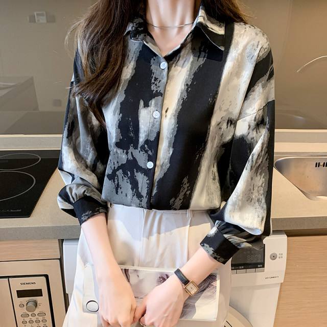 First-line brand cutting label women's clothing big-name foreign trade export orphan sample clothing ink painting retro drape shirt jacket female