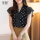 Polka-dot chiffon shirt women's short-sleeved t-shirt summer loose age-reducing bow-knot streamer shirt western style very fairy top