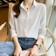 Black chiffon shirt women's autumn clothing 2023 new design sense niche temperament acetate satin chic shirt