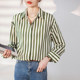 Design sense silhouette vertical stripes layered shirt women's 2023 spring loose slim top with casual cotton shirt