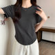 Irregular shoulders, slim hem, slim short-sleeved T-shirt, women's summer pure desire style, inner design, niche top