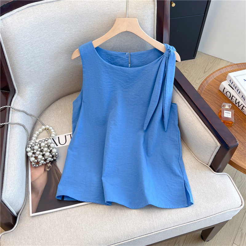 Klein Blue Sleeveless Vest Shirt for Women, Summer High-End Light Luxury, Age-Reducing, Stylish, Loose-Fitting, Belly-Covering Shirt