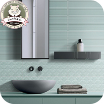 Nordic Wind Macaron Brief INS flower brick four-leaf straw glazed face brick toilet Balcony Bathroom kitchen 200 * 600