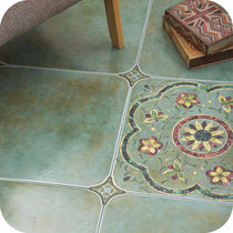 Dark Green American retro style rounded antique tiles Balcony Bedroom Living room Kitchen Store entrance 500*500