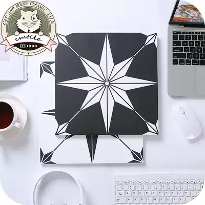 Nordic black and white brick kitchen dining room powder room store tile tile floor tiles 300*300