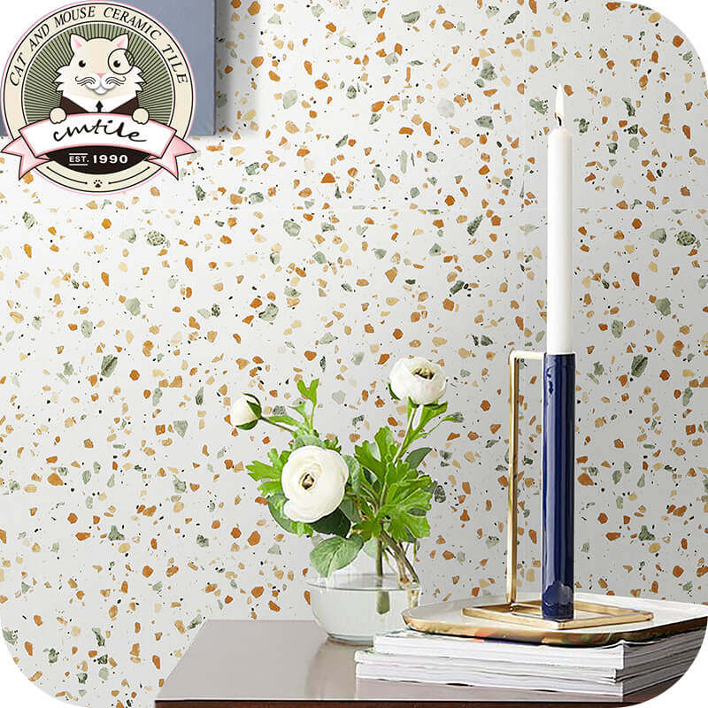 Colored terrazzo tiles modern living room dining room porch bedroom floor tiles hotel non-slip antique tiles 600*600