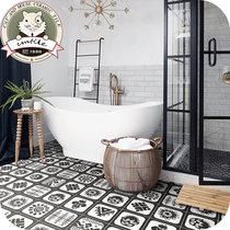 Nordic Wind Black & White Small Flower Brick Toilet Kitchen Balcony Bathroom Floor Tiles Retro Simple Background Wall 200200