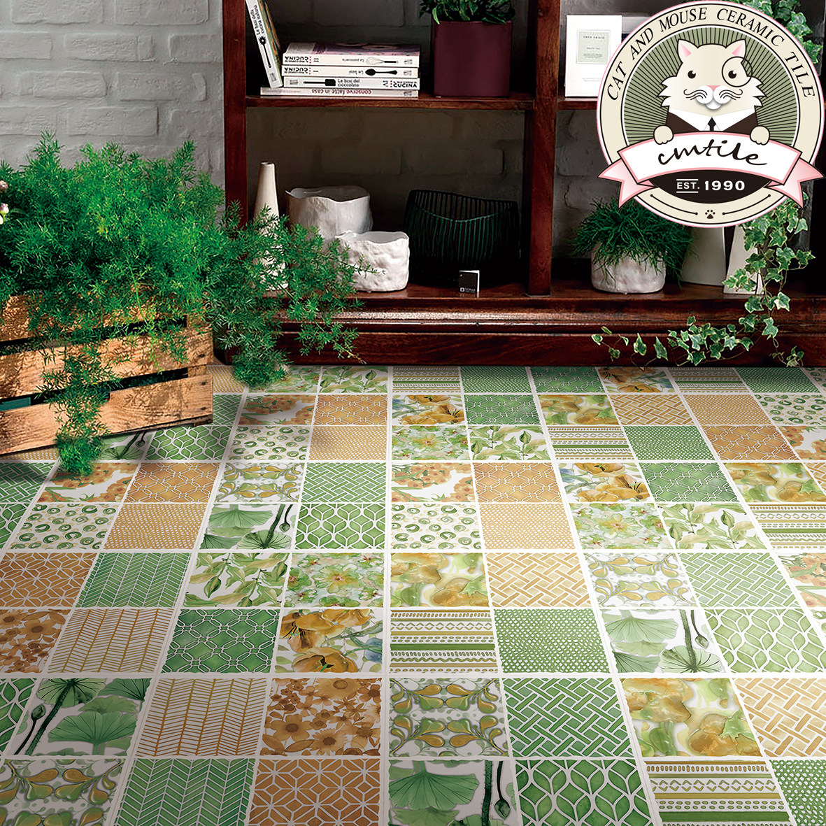 European - style retro - tile tiles Living room dining room kitchen balcony Background wall tiles 300