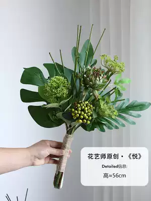 Nordic simulation green plants spring rain leaf decorative flower home living room dining table table ornaments indoor turtle back leaf fake potted