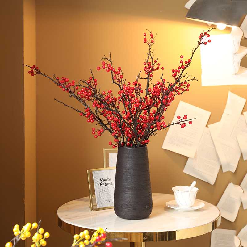 Red Fruit Hair Chahed Fruit Emulation Flower Living Room Pendulum With Red Berries Red Berries Winter Green Fruits Lucky Sybean Fake Flower Decoration Furnishing