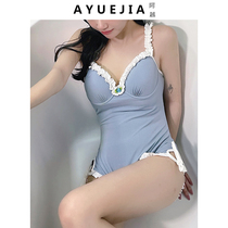 Cute Day Ensemble Swimsuit Woman Conjoined SLIM COVER SEXY DEW BACK LACE SMALL CHEST STEEL TOPOLY SOAK IN A DIP SPA SWIMSUIT