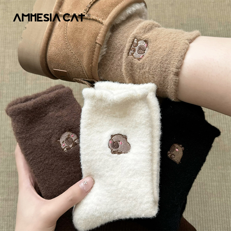 Plush Socks for Women, Autumn and Winter Mid-Calf Socks, Thickened Warm Floor Socks, Australian Fleece Sleep Socks, Maternity Socks for Women, Spring and Autumn Long Socks
