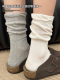 Bubble Socks for Women, Spring and Autumn Mid-Calf Socks, Korean Style Ins Trendy Miu Series, Pure Cotton Long Socks, Gray Series Seamless Slouch Socks