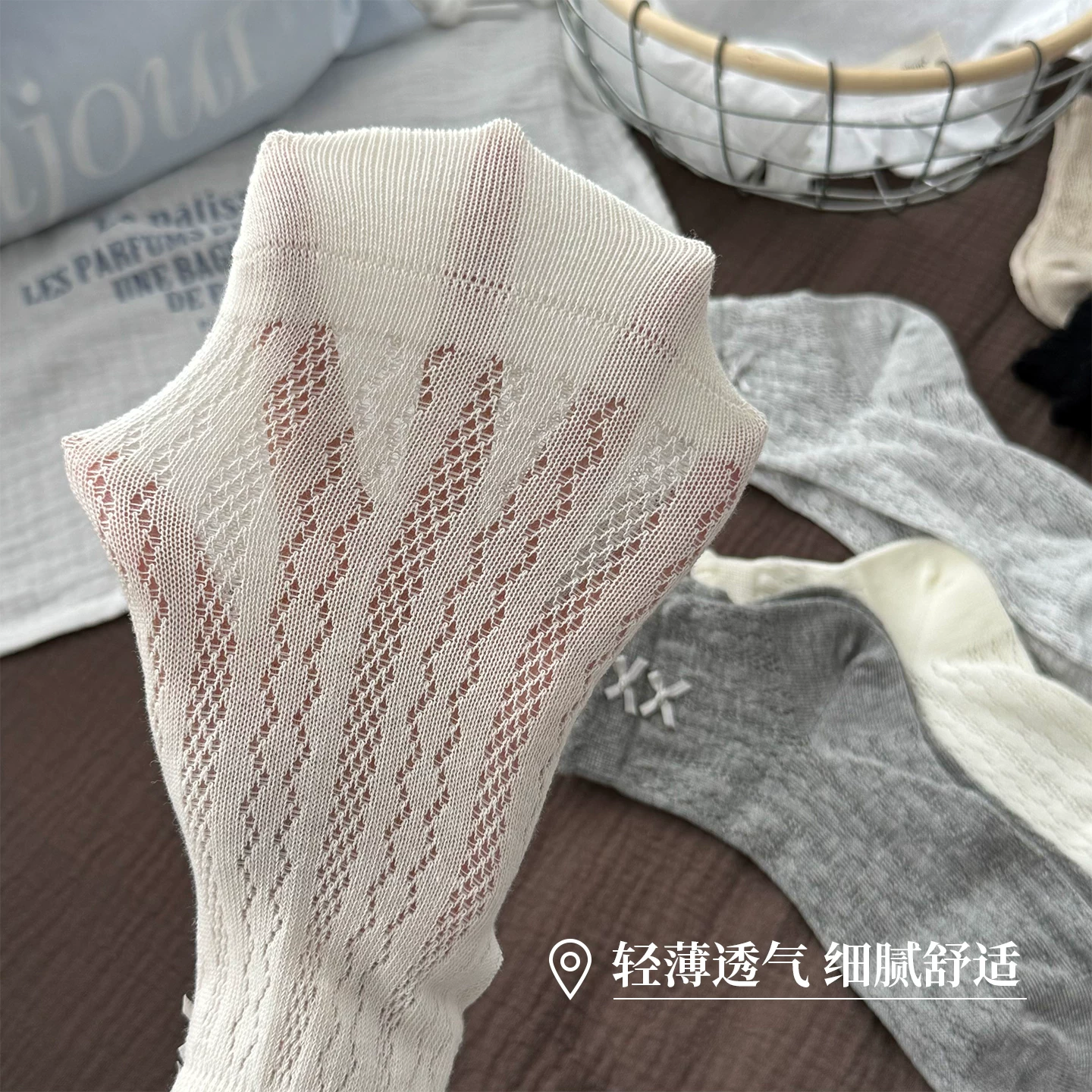 Summer thin cotton breathable socks with bow