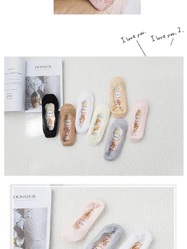 7 cặp của mùa hè ren thuyền vớ của phụ nữ vớ ren cotton vớ ngắn silicone vớ chống trượt nông miệng vớ vô hình mỏng vớ nữ bằng vải cotton