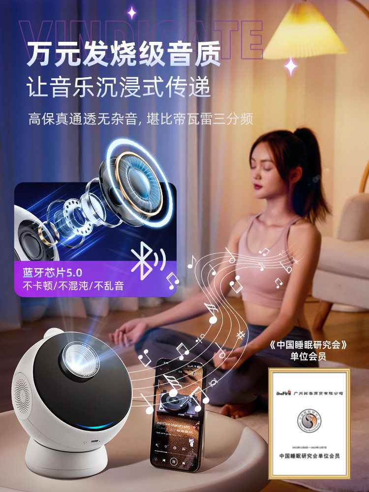 Starry Sky Ceiling Projector Night Light, Atmospheric Bedroom Lamp, Bluetooth Romantic Starry Sky, New Year's Day Gift for Girls