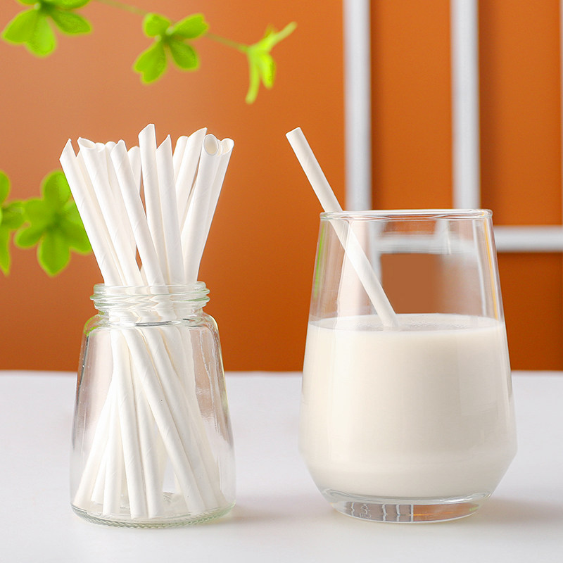 Kraft paper soy milk straw 15 cm disposable environmentally friendly degradable thin straw beverage milk single packaging