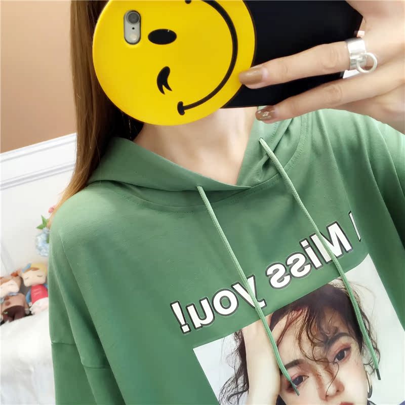 Áo len siêu ngắn cec tay ngắn nữ trùm đầu mùa hè 2019 nữ phiên bản mới của Hàn Quốc áo thun rộng cỡ lớn trên quần áo thủy triều - Áo phông áo thun nữ đẹp
