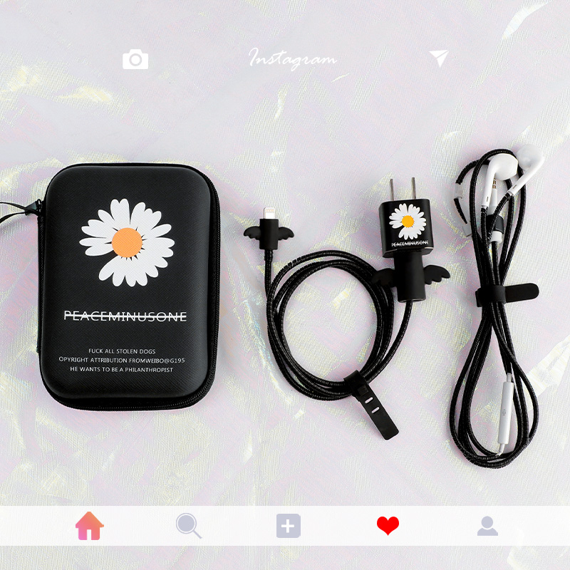 Apple data line protective sleeve mobile phone charger winding rope iphone11 X XS XR max plus headphone winder charging wire containing box cartoon cute creative stickers