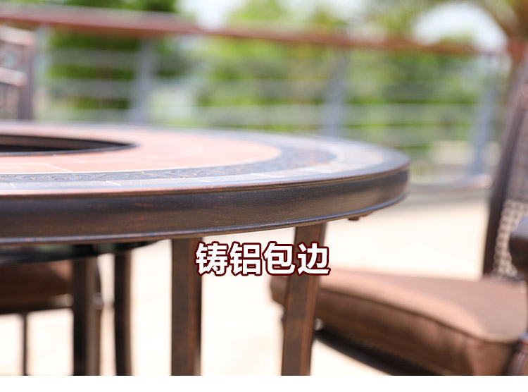 Sân nhôm đúc bàn ghế kết hợp nướng ngoài trời sân vườn ngoài trời Bàn ăn sắt rèn châu Âu ngoài trời ban công đồ nội thất giải trí ban ghe ngoai troi
