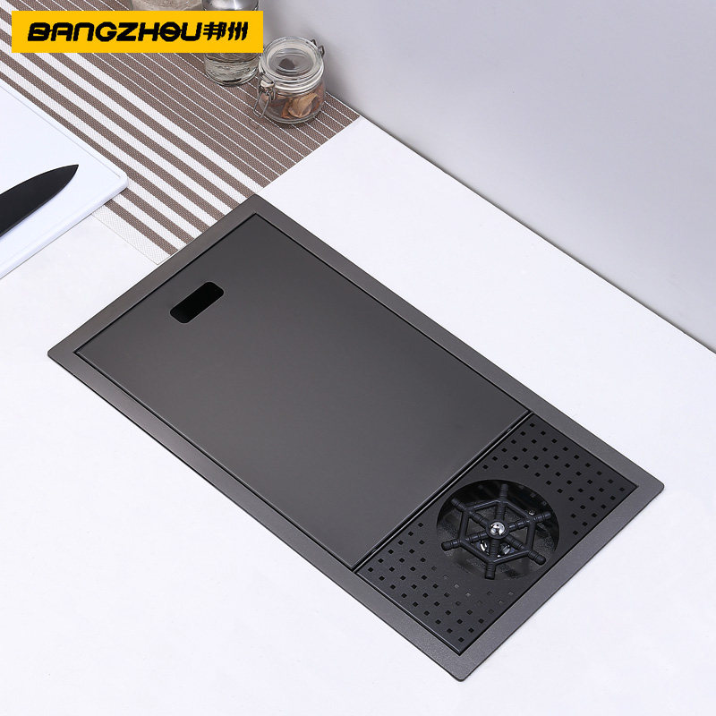 Stainless steel black sink Open kitchen bar sink Small handmade sink Single sink with cup washer