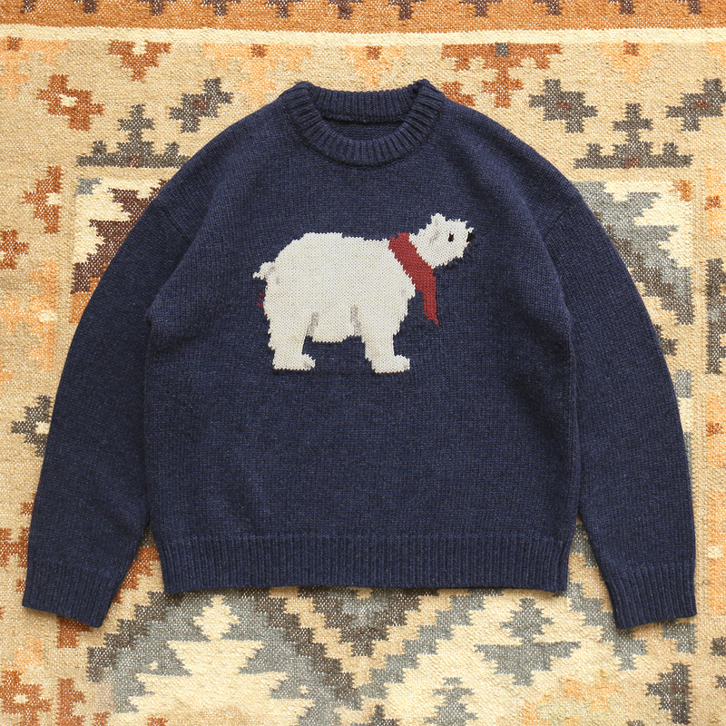 Australian Wool Polar Series Polar Bear Retro Heavyweight Fisherman Crew Neck Knitted Sweater for Men, Autumn and Winter Warm Long-Sleeve Australian Wool Polar Series Polar Bear Retro Heavyweight Fisherman Crew Neck Knitted Sweater for Men, Autumn and Winter Warm Long-Sleeve