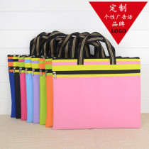 Portable Oxford canvas File bag A4 zipped bag Double waterproof kit Fashion File Package Men and women Custom