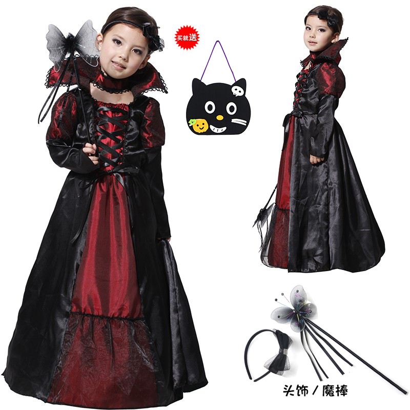 Halloween COSPLAY costume children's vampire show costume masquerade dance party ghost bride show dress princess dress