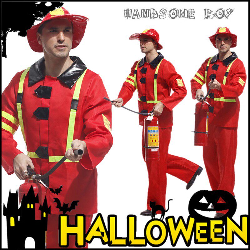 Halloween Cosplay costume men's adult mask Ball parent-child performance serve firemen's firefighting suit