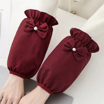 Autumn and Winter Waterproof and Oil-Proof Sleeves with Bow Ties, Non-Leakable, Fashionable and Stylish Women's Anti-Stain and Anti-Dirt Sleeves