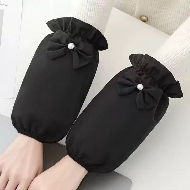 Fashionable bow-knot waterproof and oil-proof sleeves, non-leakable, fashionable protective cuffs, stylish women's anti-fouling and anti-dirty sleeves