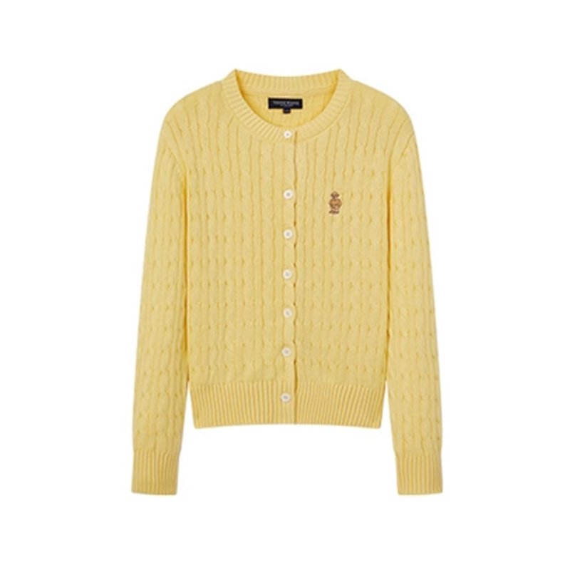 Teeine Little Bear Weeine Spring Women's Casual Cable Knit Round Neck Sweater Cardigan Ttck2612C1E