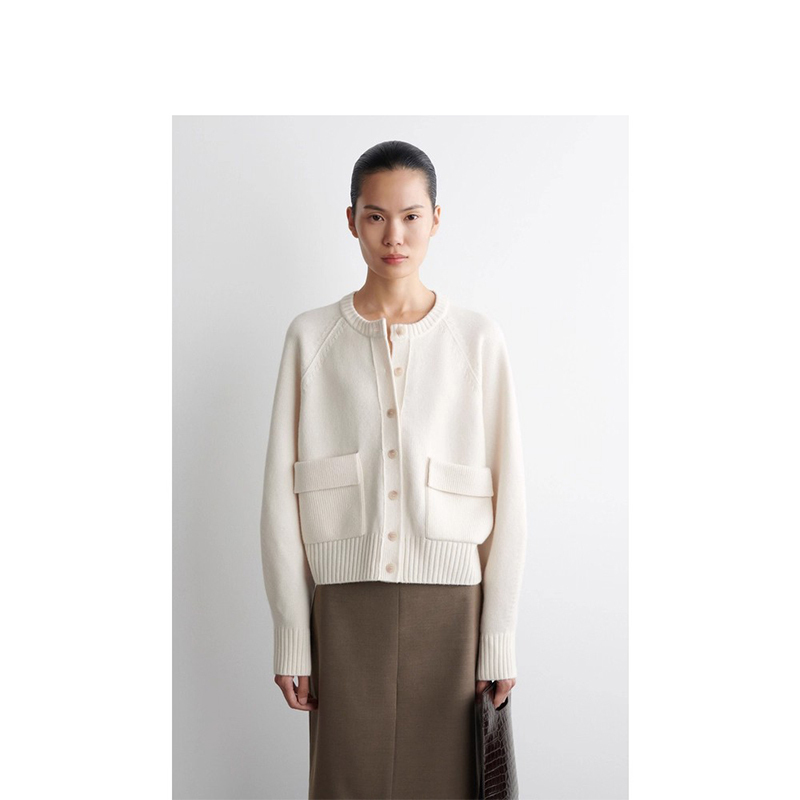 Cs Women's Clothing 2025 Autumn Standard Fit Merino Wool Knit Cardigan White 1293670002
