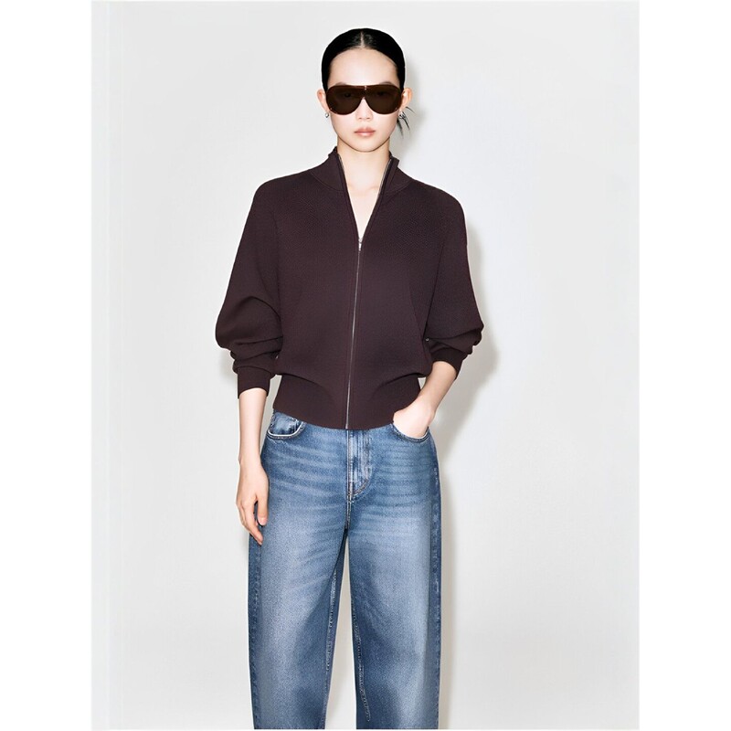 Cs Women's Standard Fit Knitted Chimney Collar Zipper Jacket 2026 Autumn New Arrival 1354869002 Cs Women's Standard Fit Knitted Chimney Collar Zipper Jacket 2026 Autumn New Arrival 1354869002