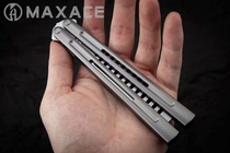 maxace apostle 2 hollow handle butterfly knife comb crown juetian balisong collection titanium m390 unedged