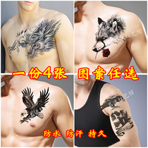 Tattoo patch waterproof male long-lasting flower arm over the shoulder dragon Korean personality scar chest Dragon leg arm simulation tattoo