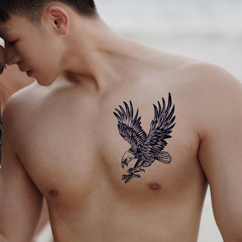 Domineering Eagle Herbal Tattoo Sticker for Men, Waterproof, Long-Lasting, Non-Reflective, Semi-Permanent, Realistic Tattoo for Chest, Arm, and Abdomen