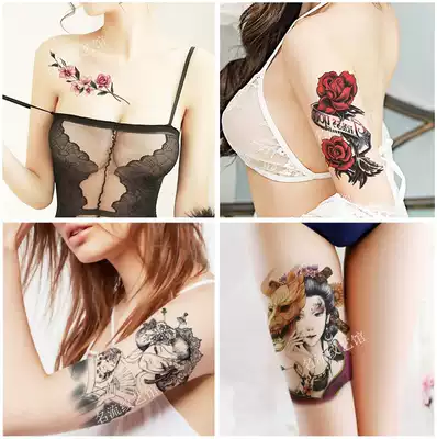 Tattoo stickers waterproof female long-lasting simulation Korean sexy flowers cover scars clavicle thighs abdomen arms realistic tattoos