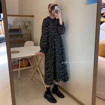 Floral dress ins Wind chic tide spring and autumn age reduction skirt foreign style thin French gentle wind long skirt temperament