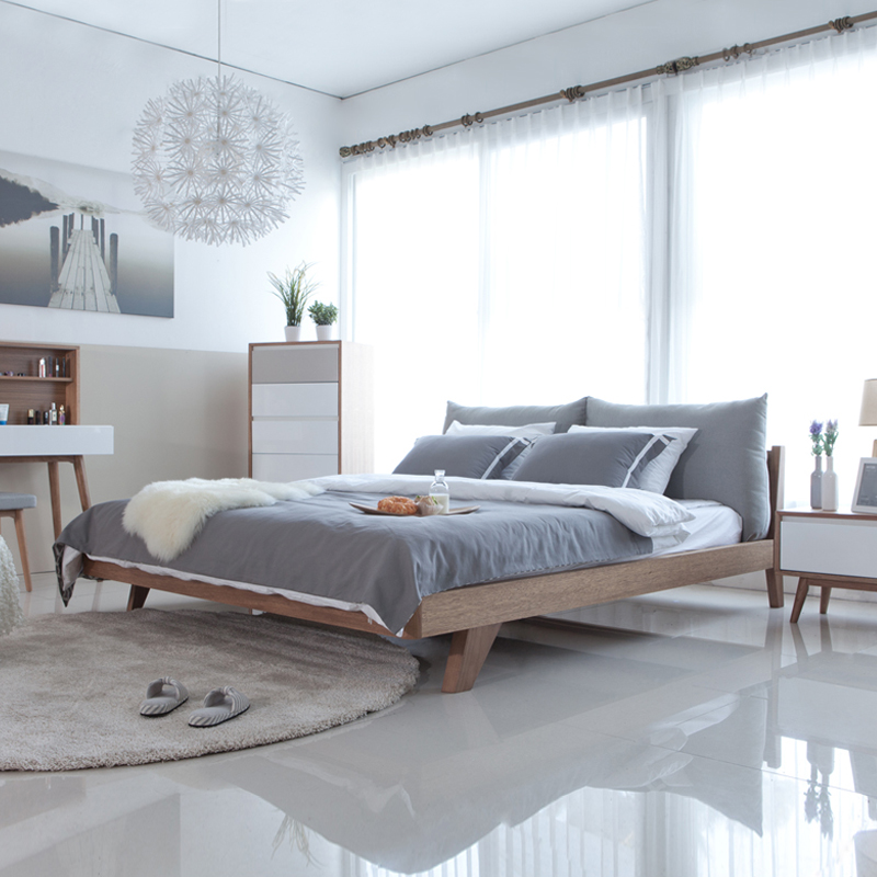 Nordic Japanese Style Tatami Bed All Solid Wood Bed Modern