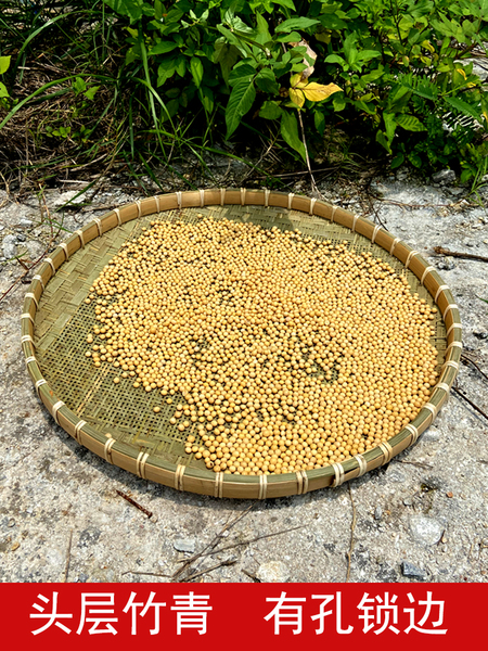 竹编圆簸箕农家竹筛子细孔编织竹匾有孔家用畚箕纯手工天然晾晒筐