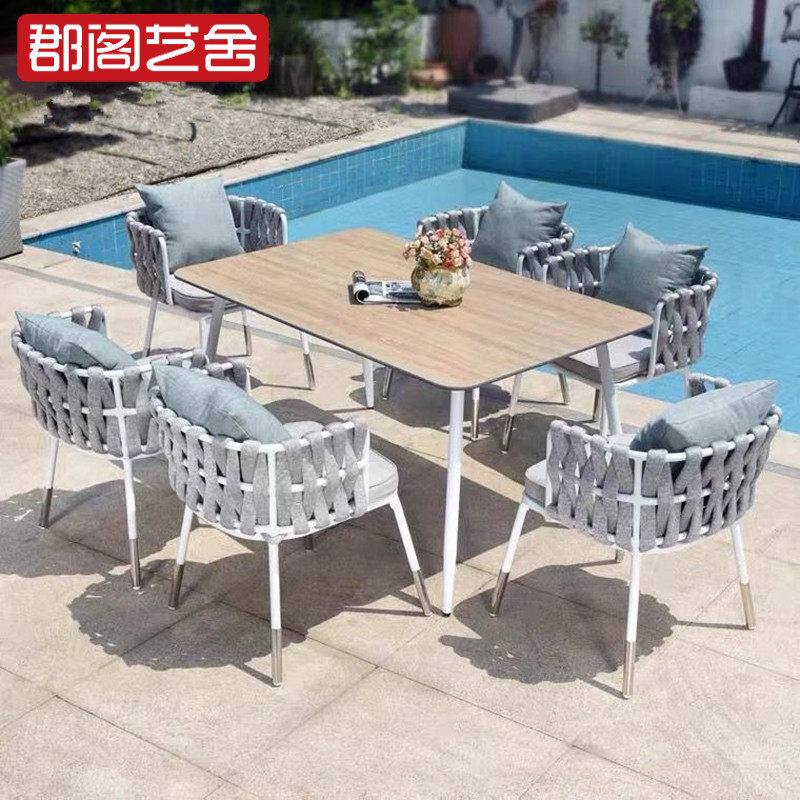 Nordic Outdoor Table & Chair Courtyard Leisure Balcony Desk & Chair Three Pieces Cottage Villa Creative Virgin Chair Furniture