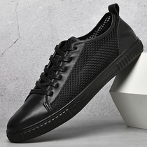 Summer mens shoes genuine leather mesh shoes hollowed-out web shoes Han version trendboard shoes casual shoes mesh shoes male tide