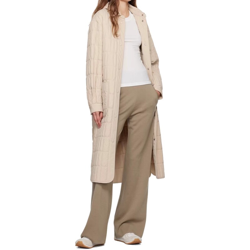 Mac Retro Minimalist Quilted Detachable Hooded Lightweight Long Cotton Coat with Irregular Silhouette