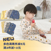 Qiqi Tong Cang baby pajamas autumn and winter Childrens Home clothing set boys long sleeve trousers 2019 new home wear