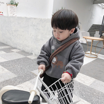 Qiqi Tong Cang boys vests 2020 new baby plus velvet padded sweater girl hooded jacket autumn and winter tide