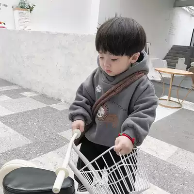 No 7 Tongcang boys sweater 2020 new baby plus velvet plus thick cotton T girls hooded top autumn and winter tide